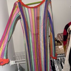 Colorful Striped Crochet Dress